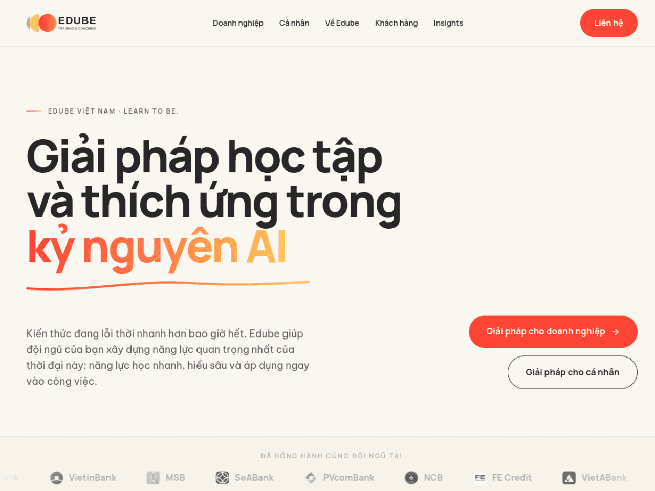 Ảnh chụp giao diện Website Edube