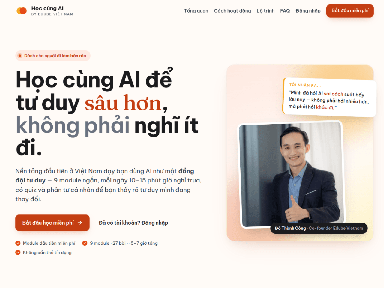Ảnh chụp giao diện Học Cùng AI